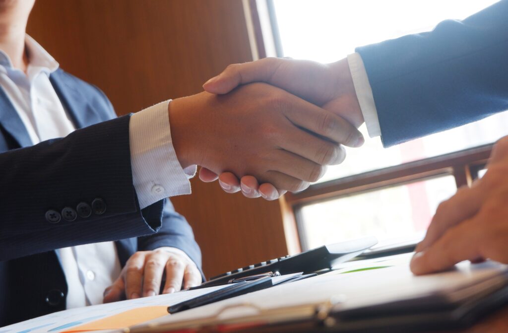 Businessman handshake consulting agree deal success greeting